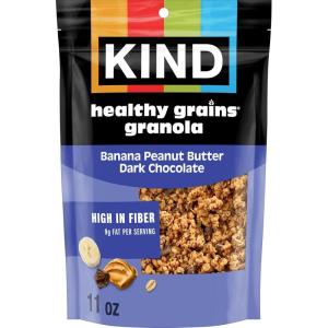 image:imageKind Healthy Grains Granola Cinnamon Oat Clusters with Flax Seeds Gluten Free Healthy Snack Mix 6g Protein 11oz 1 CountBanana Peanut Butter Dark Chocolate