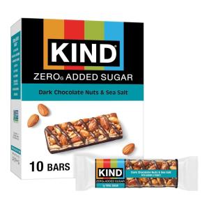 image:imageKind Zero Added Sugar Healthy Snacks Bars Dark Chocolate Nuts amp Sea Salt Gluten Free High Fiber Keto Snacks 5g Protein 10 CountDark Chocolate Nuts and Sea Salt