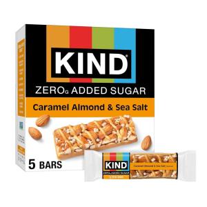 image:imageKind Zero Added Sugar Healthy Snacks Bars Dark Chocolate Nuts amp Sea Salt Gluten Free High Fiber Keto Snacks 5g Protein 5 CountCaramel Almond  Sea Salt