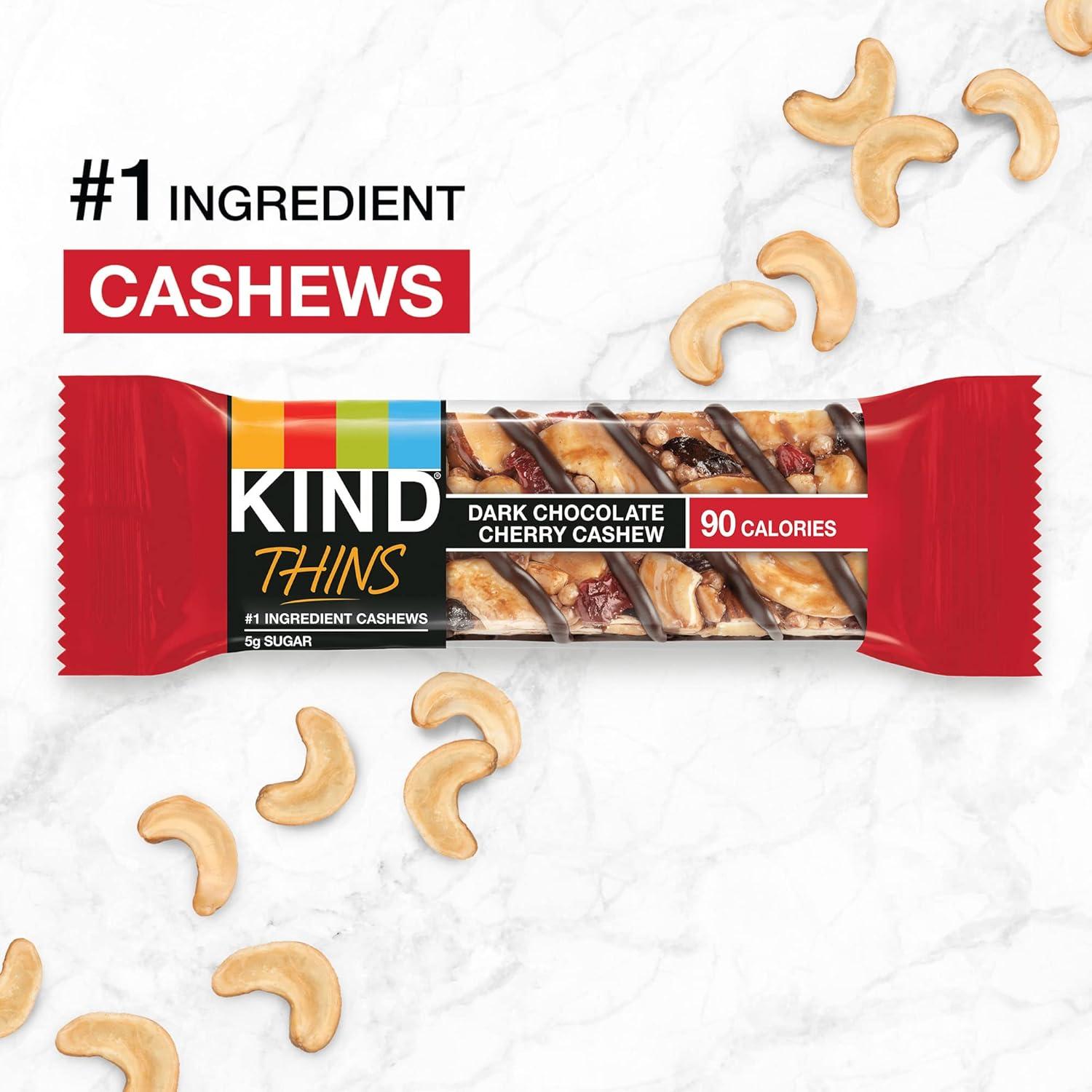 image:imageKIND Thins Snack Bars 2 Flavor Variety Pack Gluten Free 100 Calorie 60 Count Peanut Butter Dark Chocolate amp Dark Chocolate Cherry CashewPeanut Butter Dark Chocolate Dark Chocolate Cherry Cashew
