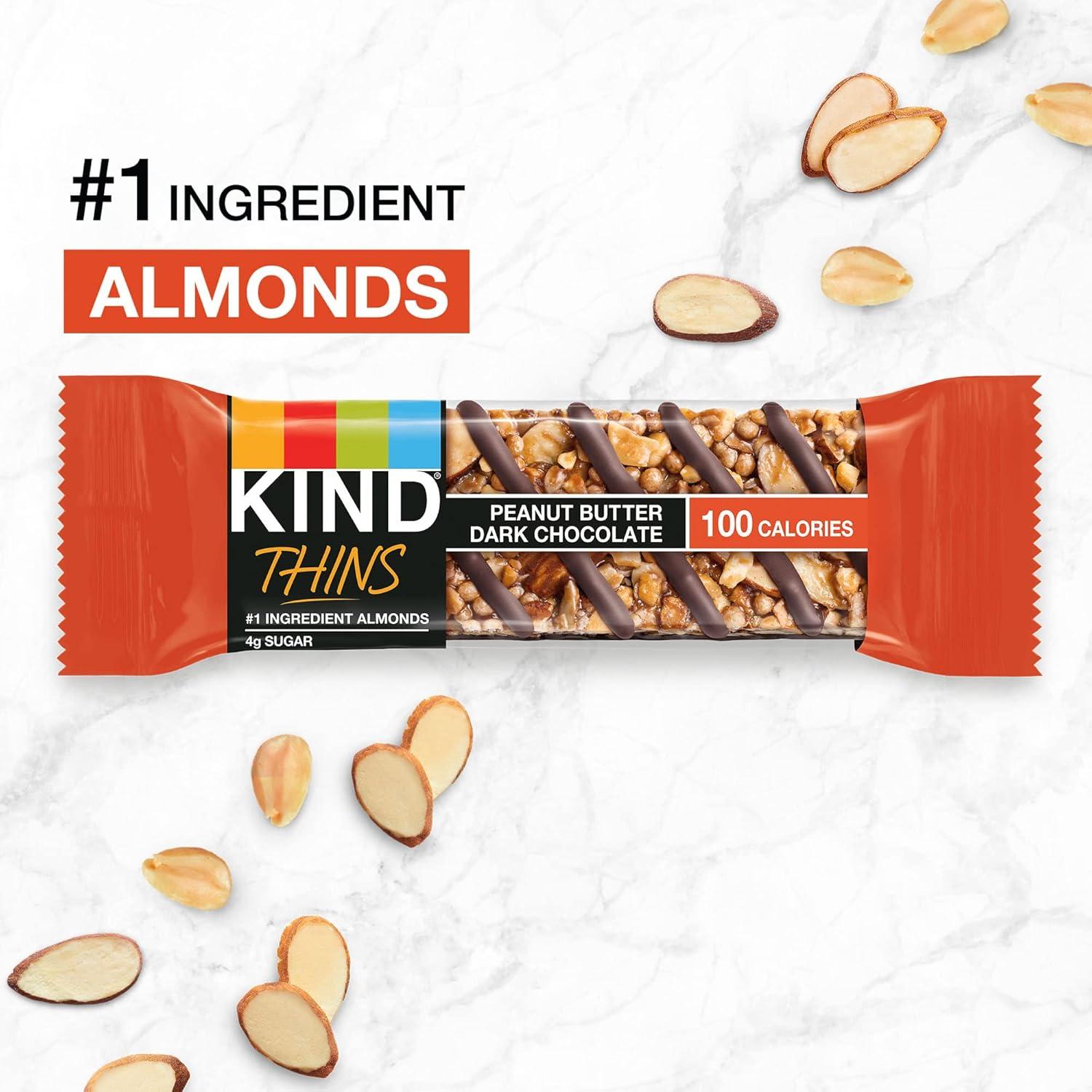 image:imageKIND Thins Snack Bars 2 Flavor Variety Pack Gluten Free 100 Calorie 60 Count Peanut Butter Dark Chocolate amp Dark Chocolate Cherry CashewPeanut Butter Dark Chocolate Dark Chocolate Cherry Cashew