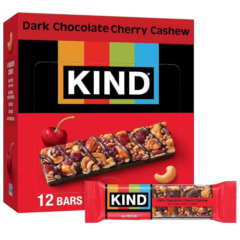 image:imageKIND Nut Bars Cranberry Almond 14 Ounce 60 Count Gluten Free Low Glycemic Index 5g ProteinDark Chocolate Cherry Cashew
