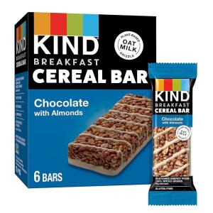 image:imageKIND Breakfast Cereal Bars Chocolate with Almonds Healthy Snacks Gluten Free 100 Whole Grains 3g Protein 6 Count