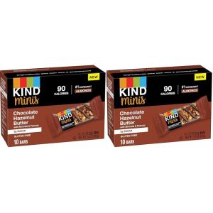 image:imageKIND Mini Snack Bars Chocolate Hazelnut Butter with Almonds amp Peanuts Gluten Free Low Sugar Low Calorie Snacks 10 Count1 Count Pack of 2